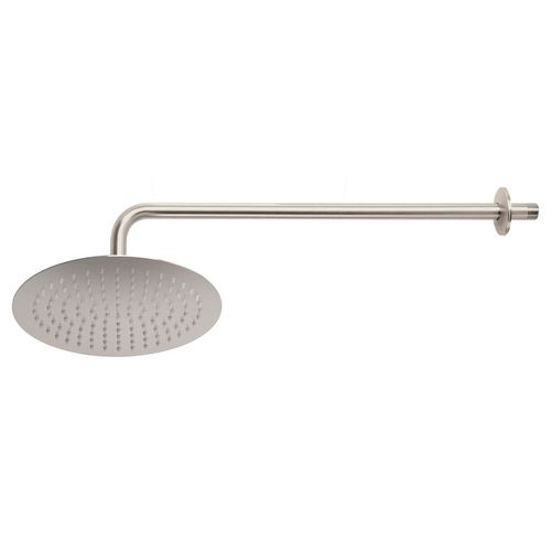 Regadera satín FOSET plato redondo delgado con brazo R311N plateado