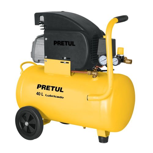Compresor de aire lubricado, horizontal PRETUL 40L  COMP40LP amarillo