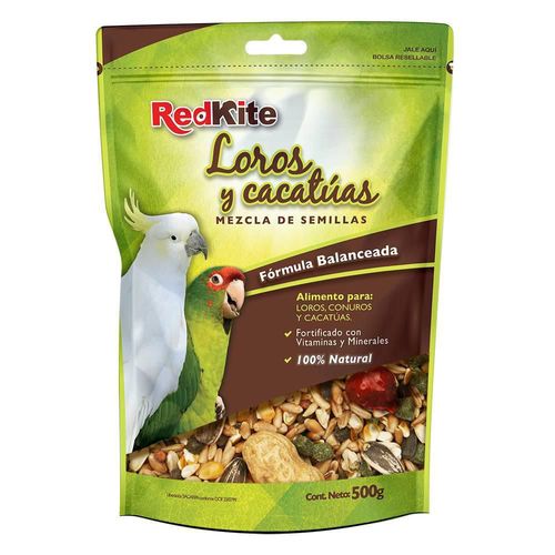 RedKite Alimento Natural de Semillas para Loros y Cacatuas con 500 Gramos