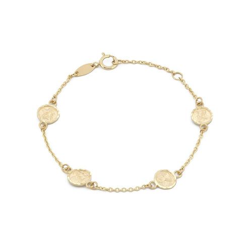 Pulsera Querubines Oro Sólido 14k 13.5 cm