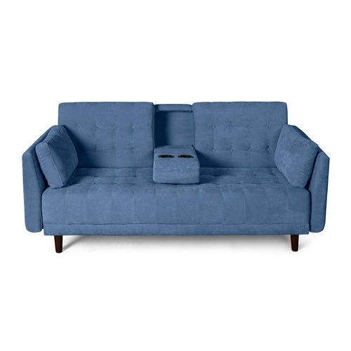 Sofá Cama De Velvet Azul Modelo Zeppelin