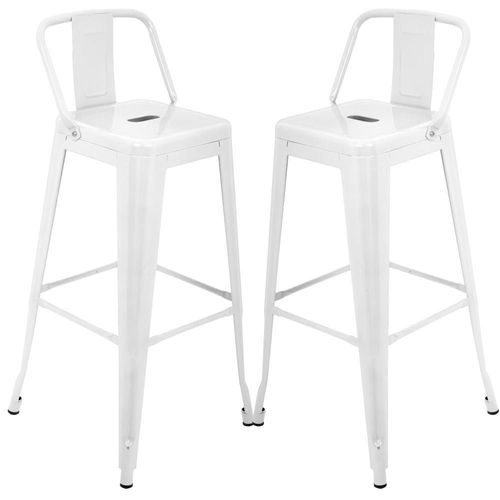 Set De 2 Sillas Banco Alto Respaldo Tipo Tolix Vintage Hogar blanco