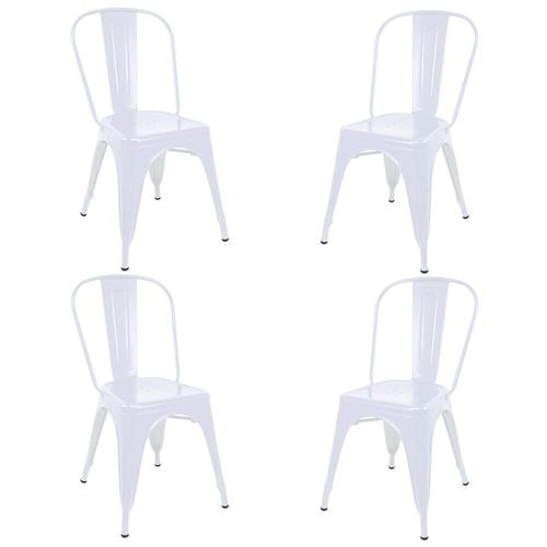 Silla Tolix Metal 4 Pzas Comedor Casa Restaurante Exterior blanco