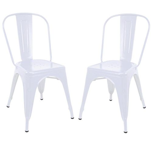 Silla Tipo Tolix Metal 2 Pieza Comedor Restaurante Exterior blanco