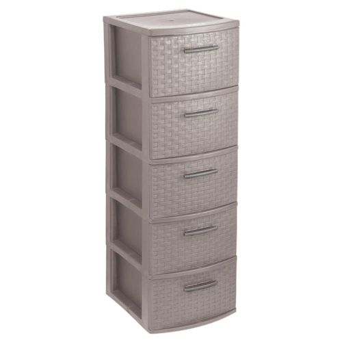 Cajonera Multiusos 5 Niveles Tipo Rattan Taupe