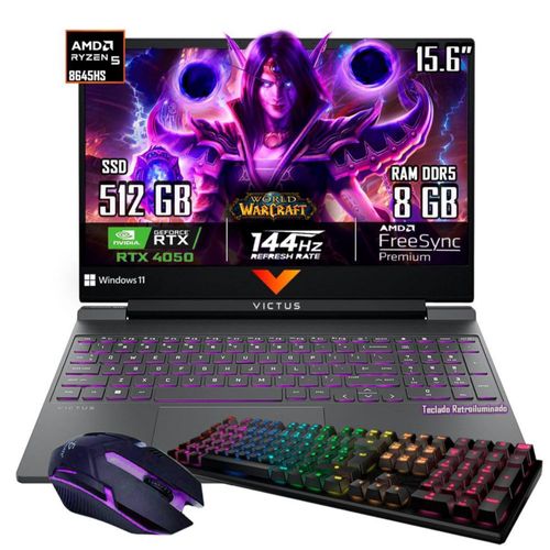 Laptop Victus Hp Gaming 15-fb2082wn Amd Ryzen 5-8645hs 512gb Ssd 8g B Ram Ddr5 Geforce Rtx 4050 Fhd 144 Hz W11h con Teclado y Mouse