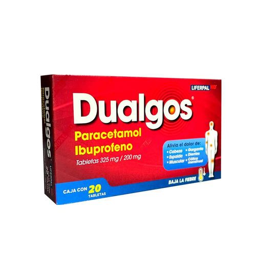 Tabletas Dualgos Paracetamol e Ibuprofeno 20 Tabletas