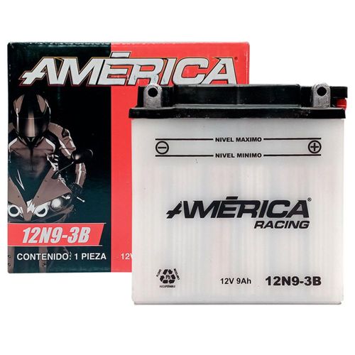 BATERIA AMERICA MOTO 12V 9 AMPERES MODELO 12N9-3B