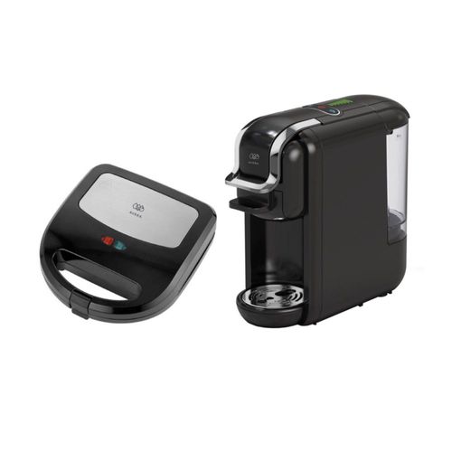 Combo Sandwichera 5 placas antiadherentes y Cafetera Multicápsulas 6 L, AVERA, SW01CAF02B