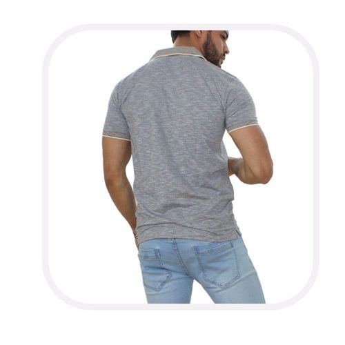 PLAYERA POLO GRIS HASPEADO CON ZIP