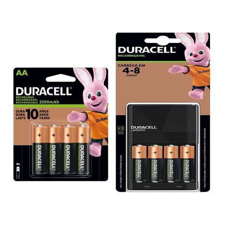 Cargador Duracell Con 8 Pilas Recargable AA 1.2v