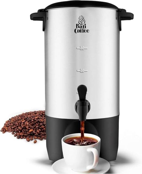 Cafetera Baricoffee de 6 Litros, Eléctrica, Tapa con Asas, Acero Inoxidable.
