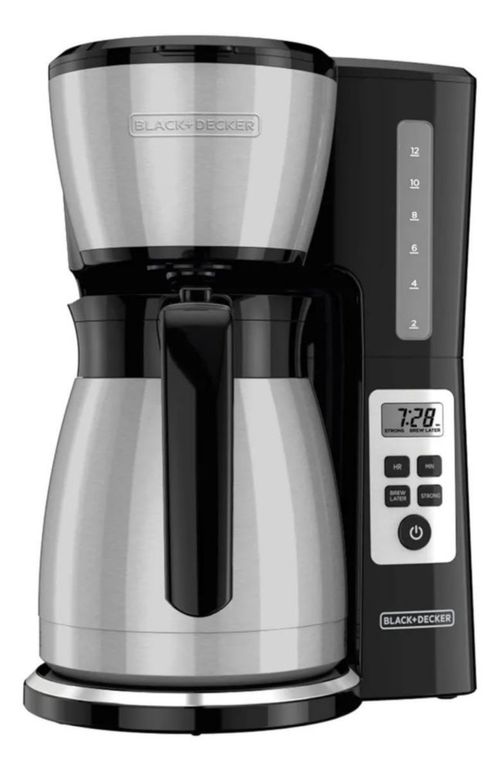 CAFETERA BLACK AND DECKER CM2046SLA TERMICA DIGITAL DE 12 TAZAS ACERO INOX