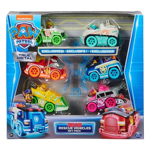 Paw Patrol: Set De Vehiculos Neon True Metal