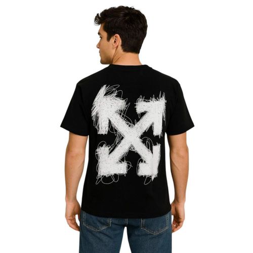 Playera Off White Scratches Black