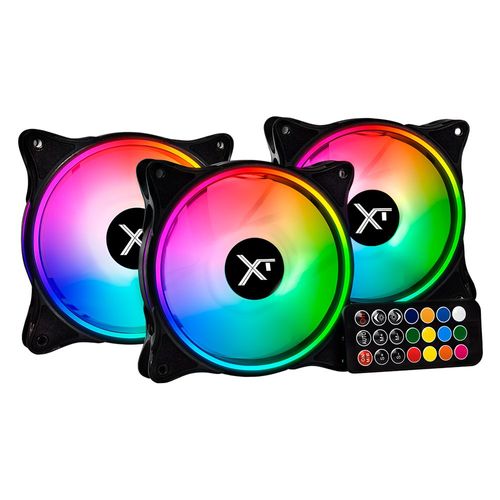 Kit 3 Ventiladores Gamer XTREME PC Air Force 120mm ARGB 1500RPM Hub
