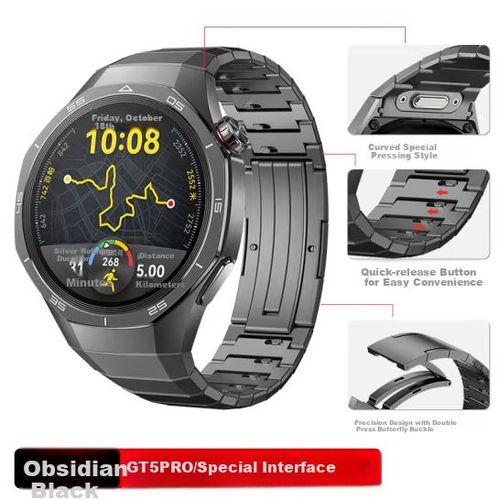 Banda de reloj de titanio WQTT para Huawei GT5 Pro, 46 mm, gris, hombre