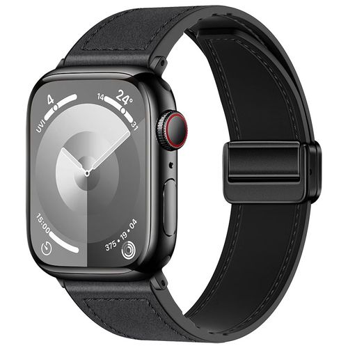 Banda de cuero BHO para Apple Watch, cierre magnético, negro