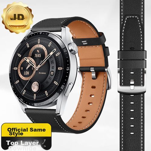 Correa de cuero MEI para Huawei Watch 4/3/GT5/2/Pro/Honor Magic 2, negro, 22 mm