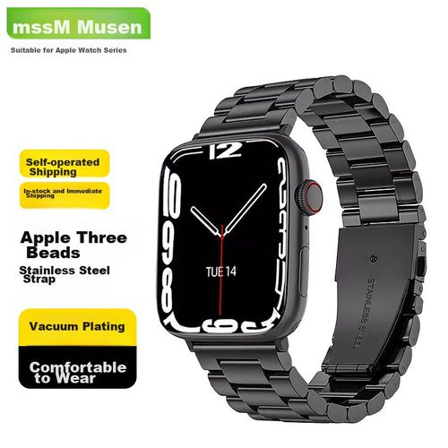 Correa de acero inoxidable MSSM para Apple Watch Ultra/S10/9/8/7/SE, negra, 41/40/38 mm.