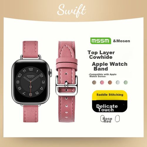 Correa de cuero MSSM para Apple Watch, 38/40/41mm, rosa, mujer
