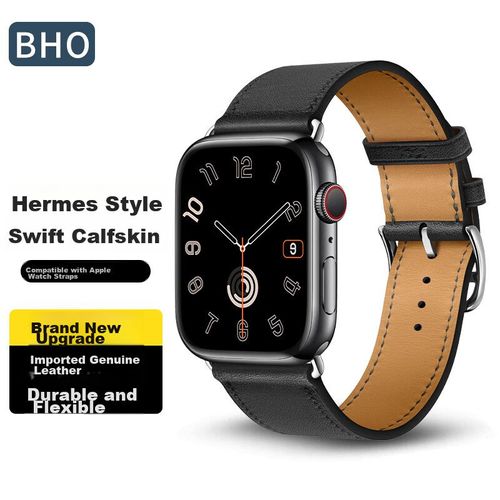Correa de cuero BHO para Apple Watch Series 10/Ultra, 38/40/41mm, negro