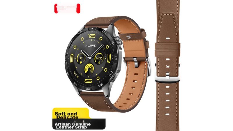Correa de cuero WEIQIANTU para Huawei Watch GT3/GT2, 20mm, marrón