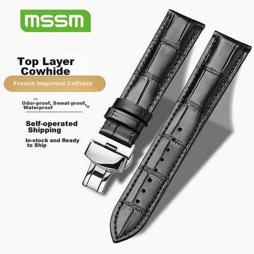 Correa de cuero MSSM para reloj Huawei GT4/3/2, 19mm, negro