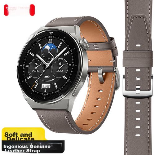 Correa de cuero WEIQIANTU para Huawei Watch GT4/GT5/Pro/Watch4Pro/3Pro/GT3Pro/GT2, 46/48 mm, gris, hombres