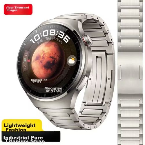 Correa de metal Weiqiantu para Huawei GT4/GT5/Pro/Watch4Pro, titanio puro, 46/48 mm, plata