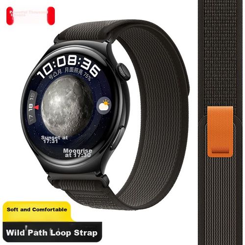 Correa de nylon trenzado WEIQIANTU para Huawei Watch GT3/GT2, 42 mm, negro unisex