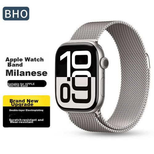 Correa milanesa BHO para Apple Watch, acero inoxidable, plata