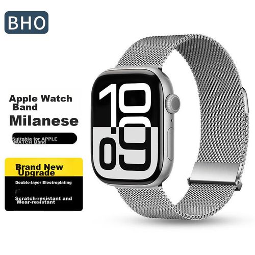 Correa milanesa BHO para Apple Watch, acero inoxidable, plata