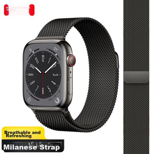 Correa Milanesa de Acero WQTHOUSANDPICTURES para Apple Watch, 44/45mm, negro