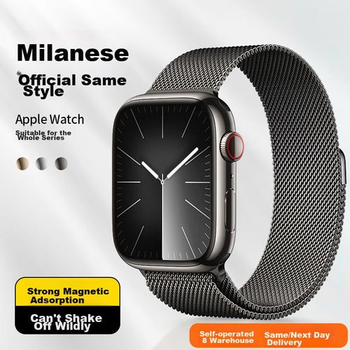 Correa Milanesa de Acero Inoxidable MEI para Apple Watch, 44-49 mm, negro