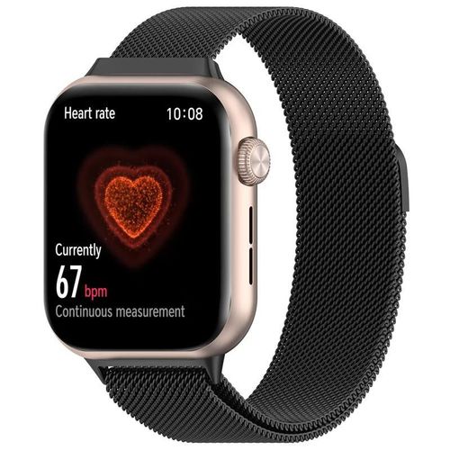 Correa Milanesa KMaxAI para Honor Watch 5, acero inoxidable, negra, unisex