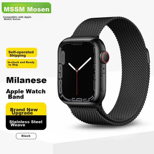 Correa Milanesa MSSM para Apple Watch Ultra/S10/9/8/SE, 44/45/46/49 mm, negro