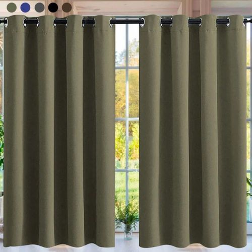 Cortina Blackout 2 Paneles Aislada Premium 132 X 213 Khaki