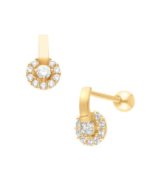 Arracadas De Oro Amarillo 10K Con Zirconias FE3133Y-10K