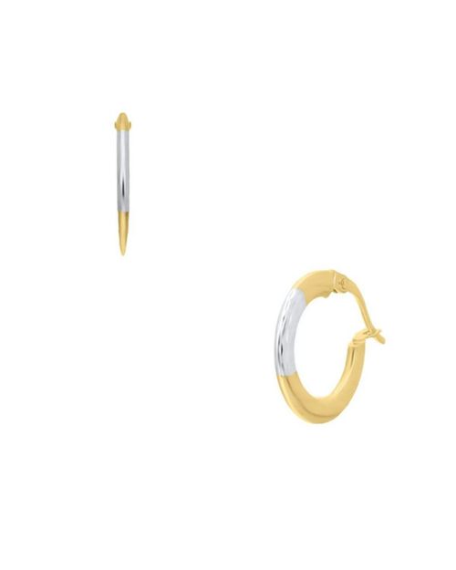 Arracadas de Oro Amarillo con Platinado 14K 10Mm