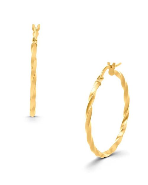 Arracadas de Oro Amarillo 14K Grandes Espiral 25Mm