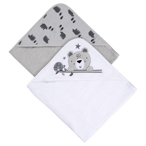 Set 2 toallas bebé Gerber capucha gris 66×76 cm algodón