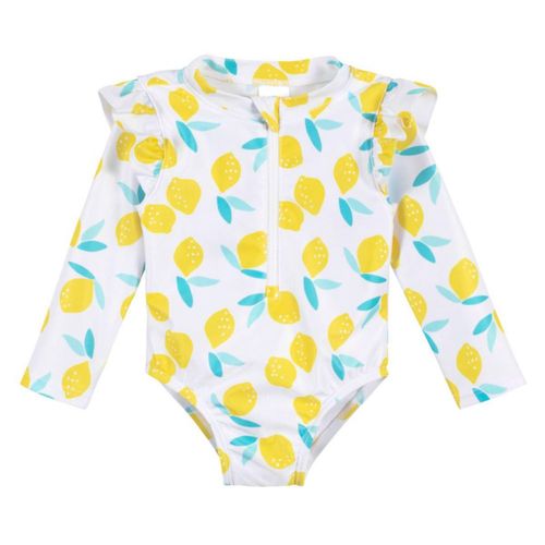 Traje de baño Gerber niña UPF 50+ blanco limones 2 a 5 años