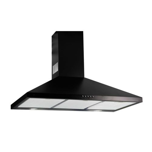 Campana para cocina de pared piramidal 90cm 3 Velocidades, Filtros malla metálica y Filtro de carbón activado, Extrae y Purifica Negro Avera CEP90N