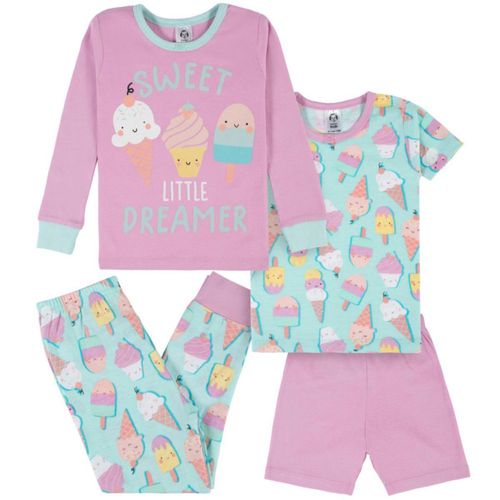 Pijama Gerber 4 piezas niña algodón rosa azul 12 a 24 meses