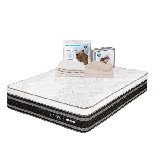 Colchón Queen Size Restonic Ergosum + Protector Ultra + Sabanas Basic