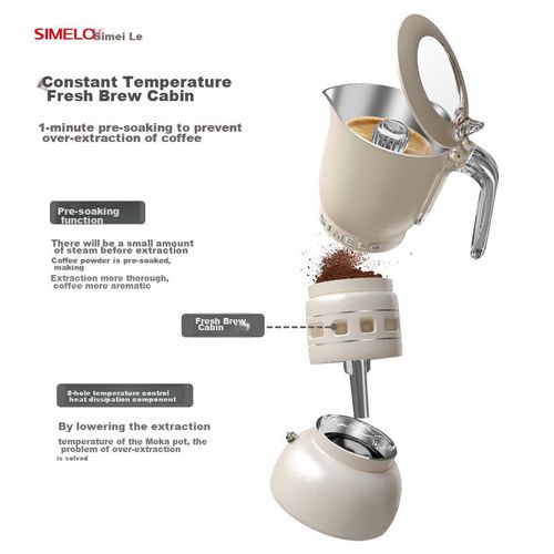 Cafetera Moka SIMELO Aladdin 170ml Blanco Crema