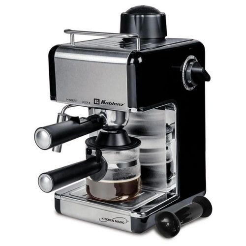 CAFETERA ESPRESSO 4 TAZAS, COLOR NEGRO,  C/ACERO INOX KOBLENZ CKM-650 EIN