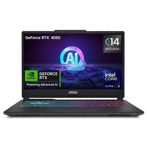 Laptop Gaming MSI Cyborg 15.6" AI Intel Core Ultra 5-125H NVIDIA GeForce RTX4050 16GB RAM/512GB SSD