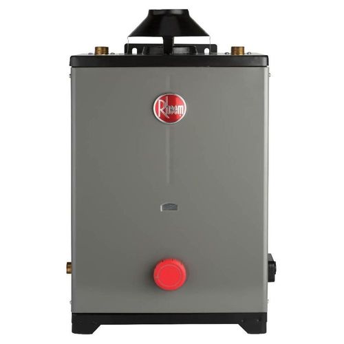 Calentador de agua de Paso Rheem One2 13Lts p Min gas LP 2 Servicios